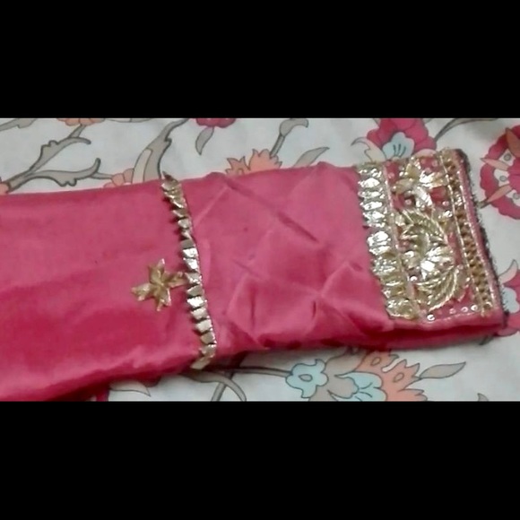 Gorgeous, New, Formal Silk Gharara with Embellished Shirt & Chiffon Dupatta - Picture 5 of 6